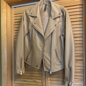 Anthropologie Beige Tan Faux Leather Moto Jacket